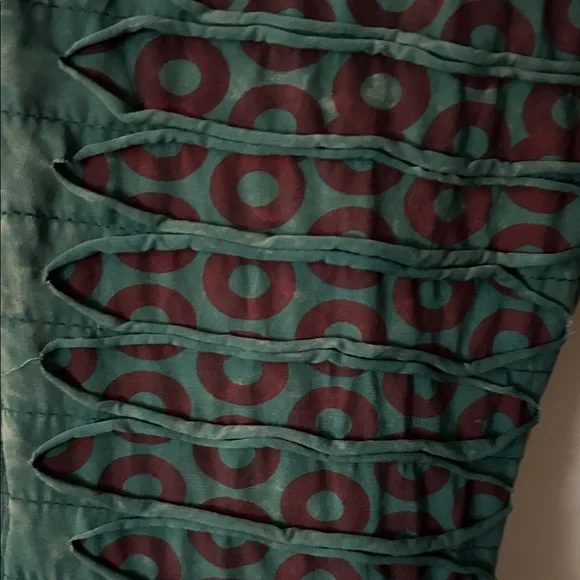 Jayli Phish Teal and Red Flare Pants - Picture 5 of 5